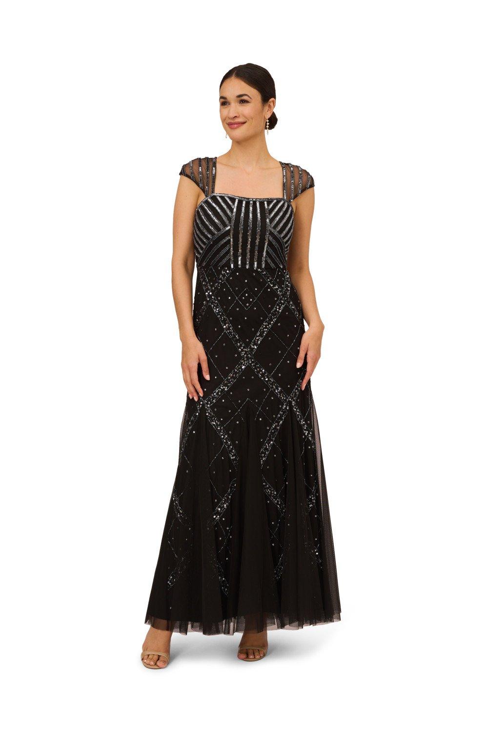 Dresses Beaded Cap Sleeve Gown Papell Studio