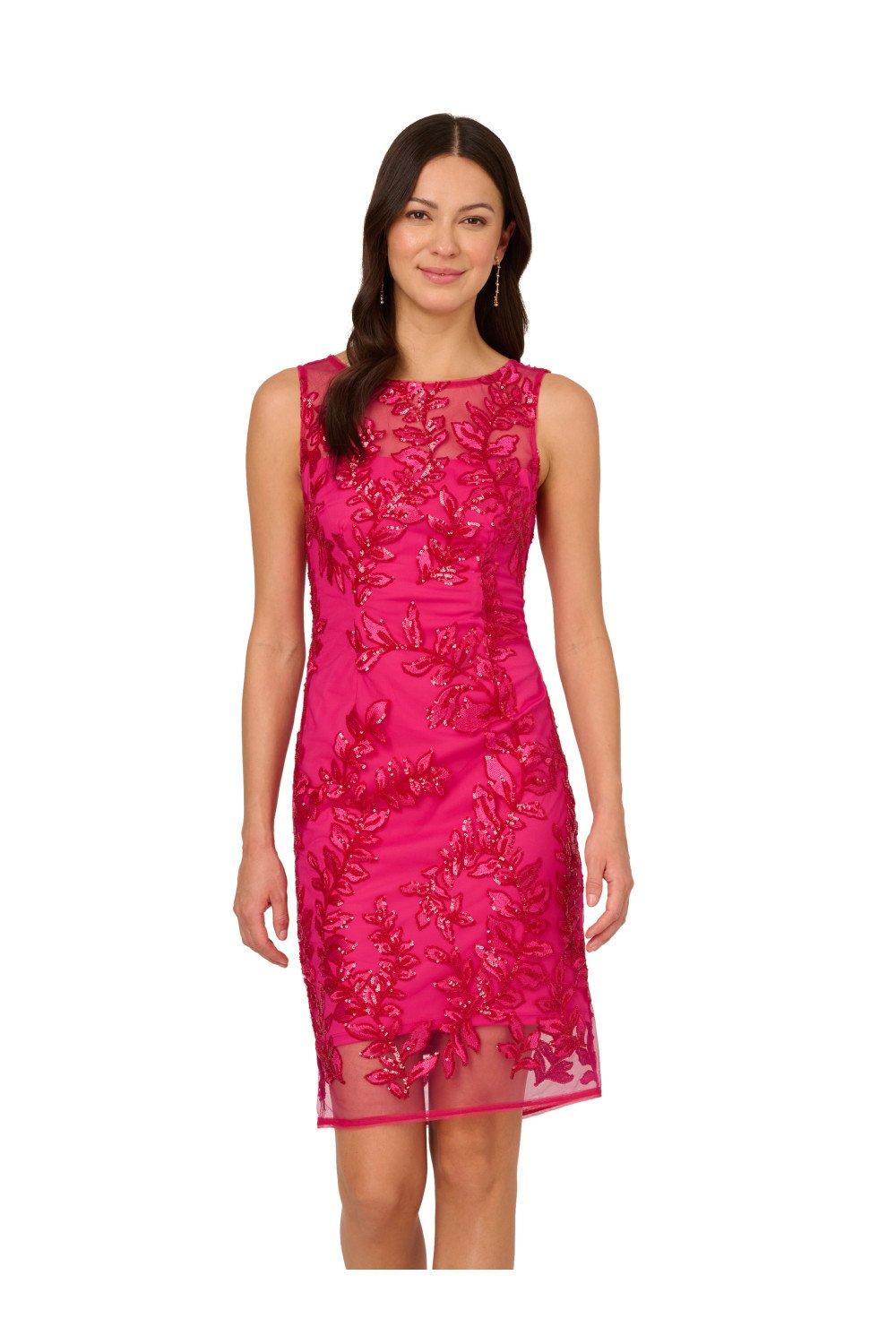 Dresses Sequin Leaf Sheath Dress Adrianna Papell