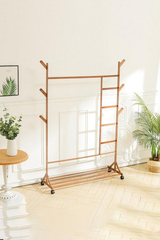 Living and Home Bamboo Clothes Rack with Bottom Shelf 1