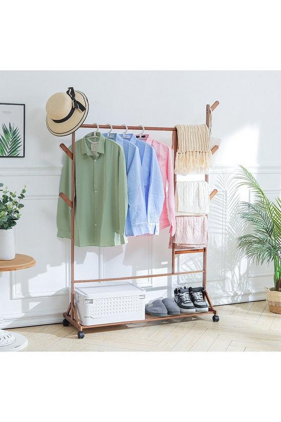 Living and Home Bamboo Clothes Rack with Bottom Shelf 3