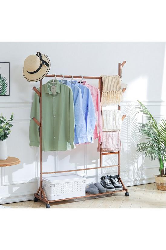 Living and Home Bamboo Clothes Rack with Bottom Shelf 4