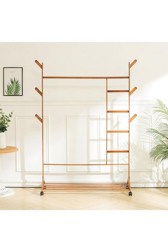 Living and Home Bamboo Clothes Rack with Bottom Shelf 5
