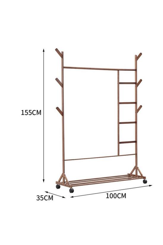Living and Home Bamboo Clothes Rack with Bottom Shelf 6