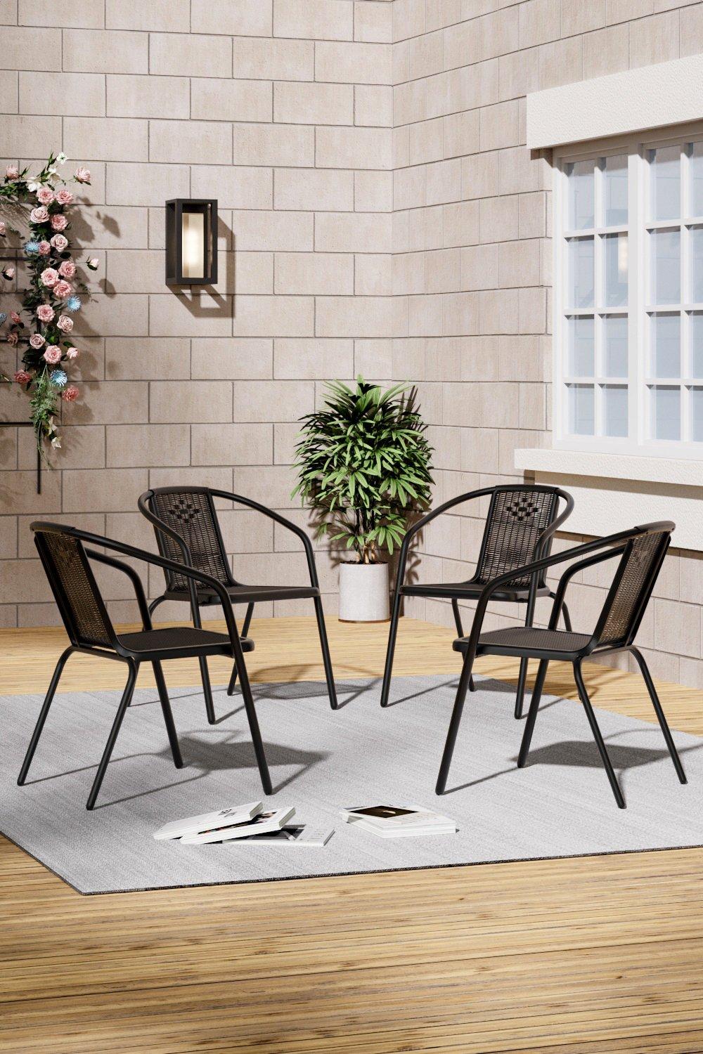 Grey rattan discount stacking garden chairs