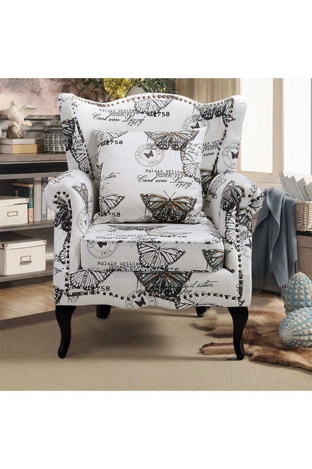 Accent chair discount with butterfly pattern