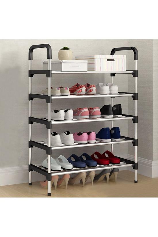 Living and Home 5 Tiers Shoe Rack Organizer Stainless Steel Stackable Space Saving Shoes Shelf 2
