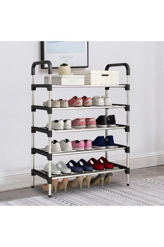 Living and Home 5 Tiers Shoe Rack Organizer Stainless Steel Stackable Space Saving Shoes Shelf 3