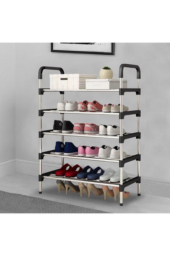 Living and Home 5 Tiers Shoe Rack Organizer Stainless Steel Stackable Space Saving Shoes Shelf 5