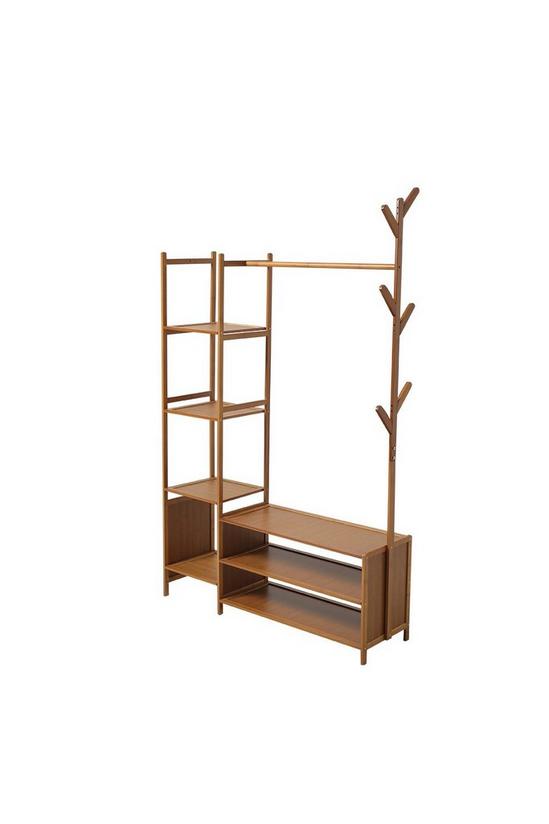 Living and Home Bamboo Clothes Rack with Storage Shelves 4