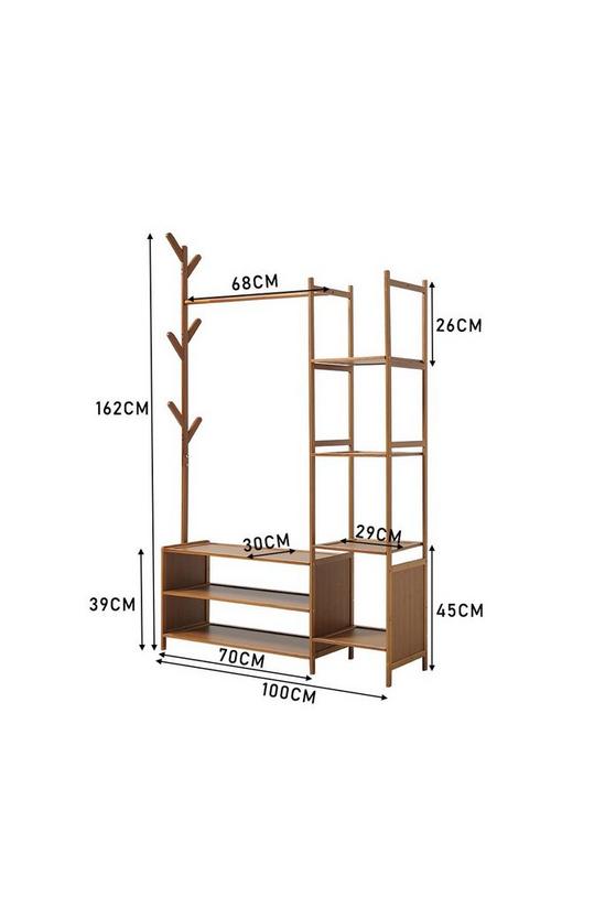 Living and Home Bamboo Clothes Rack with Storage Shelves 6