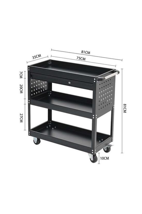 Living and Home 3-Tier Rolling Tool Cart with Lockable Drawer Trolley 4