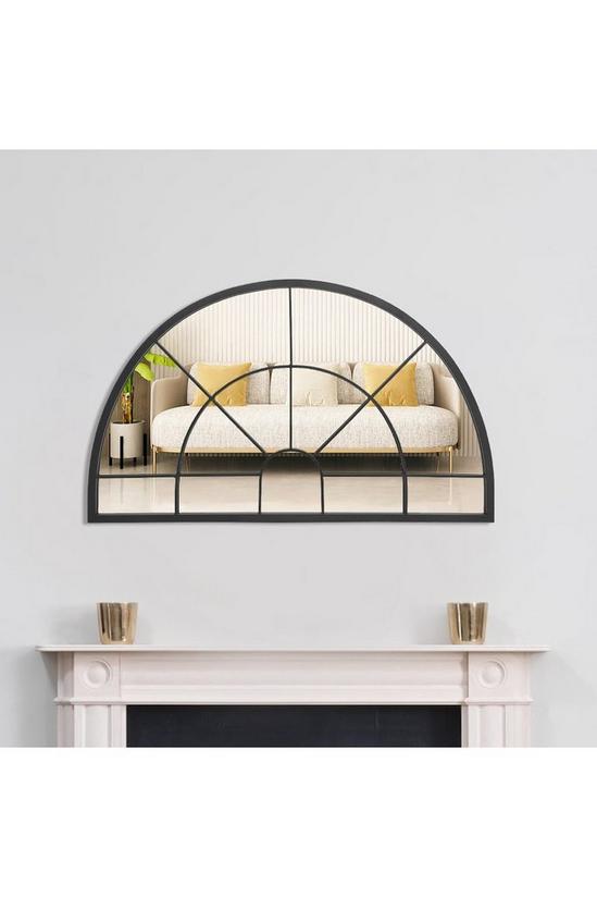 Living and Home 100cm W x 60cm H Semicircular Metal Art Deco Window Wall Mirror 1