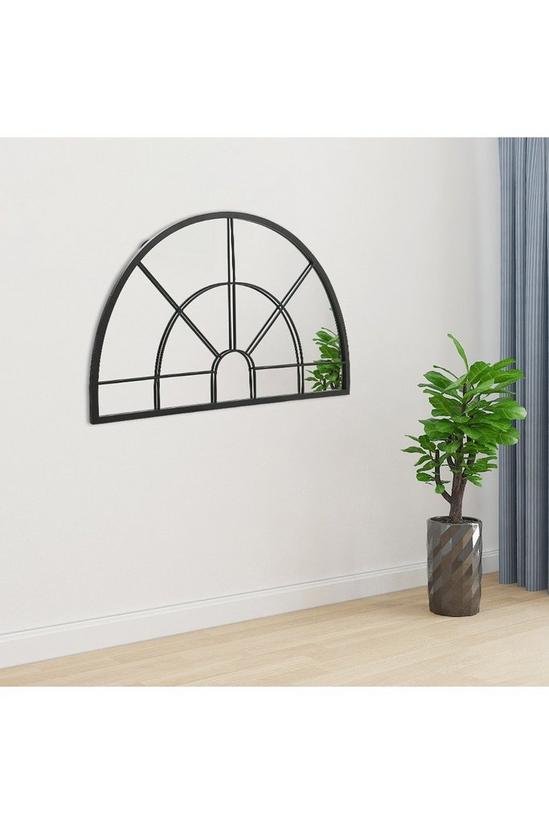 Living and Home 100cm W x 60cm H Semicircular Metal Art Deco Window Wall Mirror 2