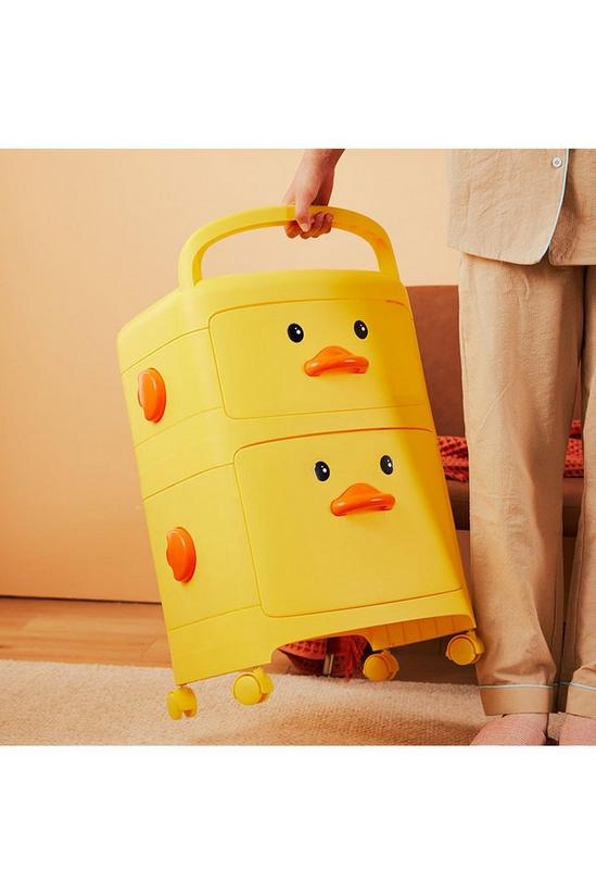 Living and Home 2-Tier Cute Yellow Duck Storage Cart with Wheels 1