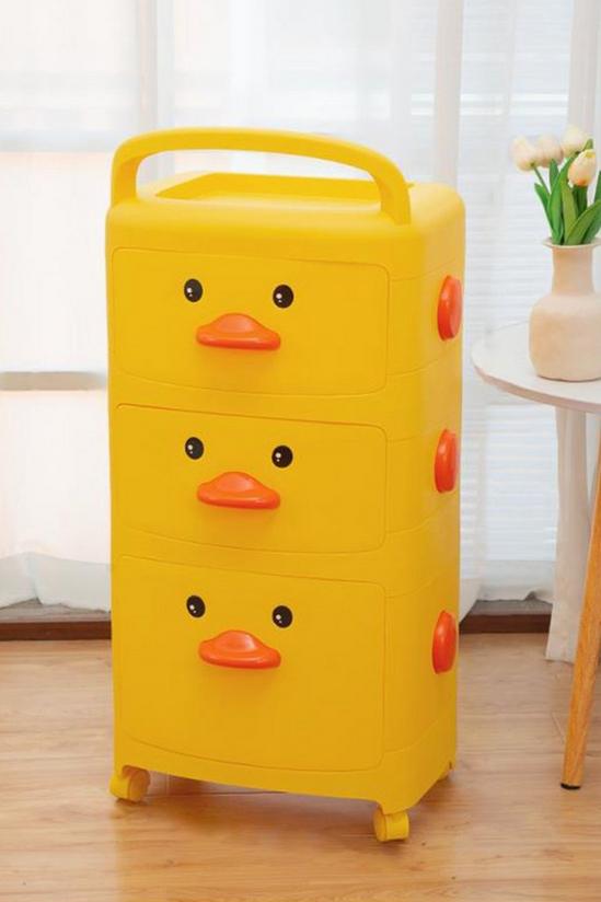 Living and Home 3-Tier Cute Yellow Duck Storage Cart with Wheels 1