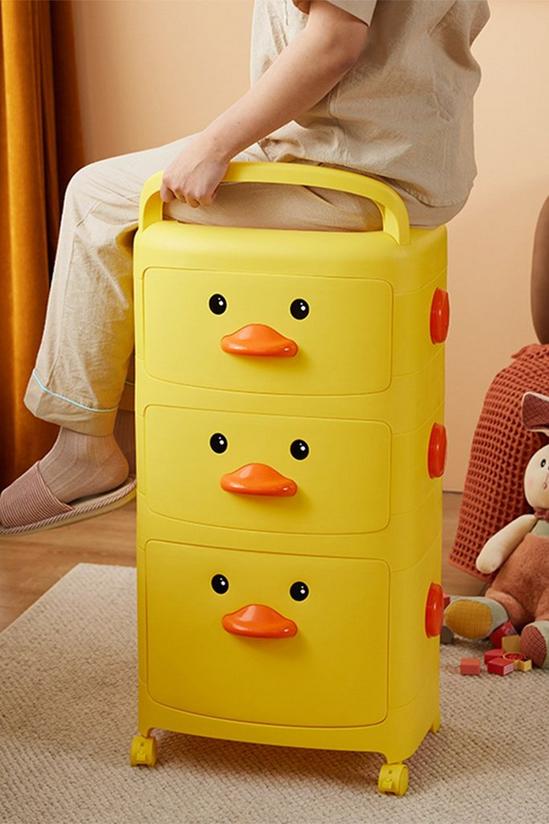 Living and Home 3-Tier Cute Yellow Duck Storage Cart with Wheels 2