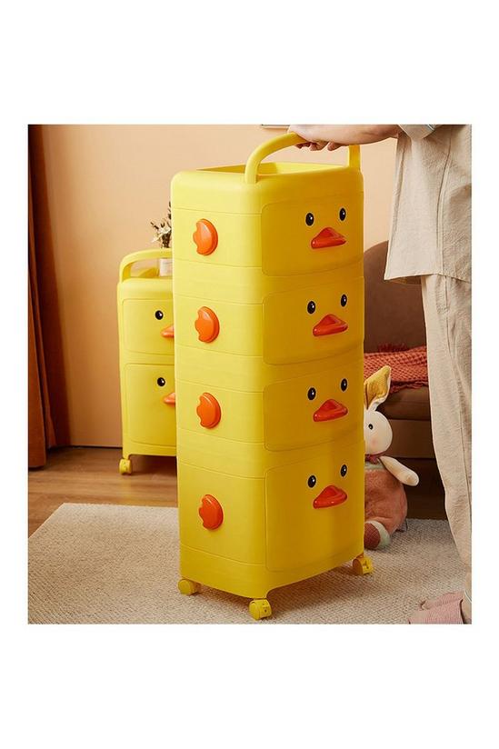 Living and Home 4-Tier Cute Yellow Duck Storage Cart with Wheels 3