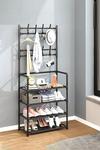 Living and Home 4-Tier Shoe Rack with Coat Hanger thumbnail 1
