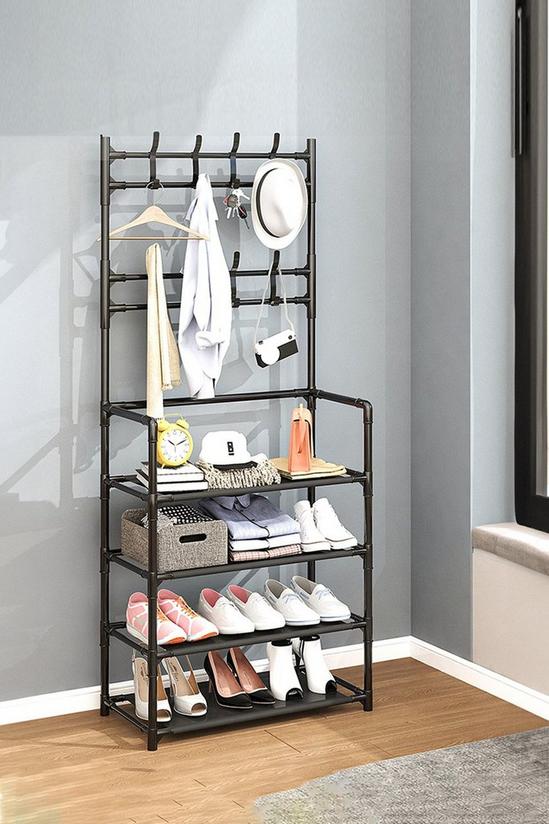 Living and Home 4-Tier Shoe Rack with Coat Hanger 1