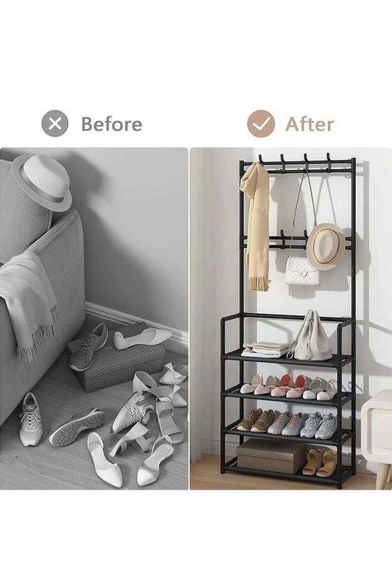 Living and Home 4-Tier Shoe Rack with Coat Hanger 5