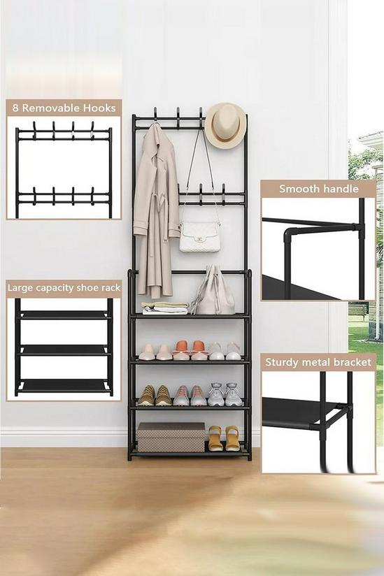 Living and Home 4-Tier Shoe Rack with Coat Hanger 6