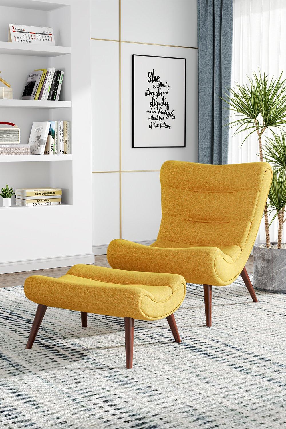 Yellow chair and discount footstool