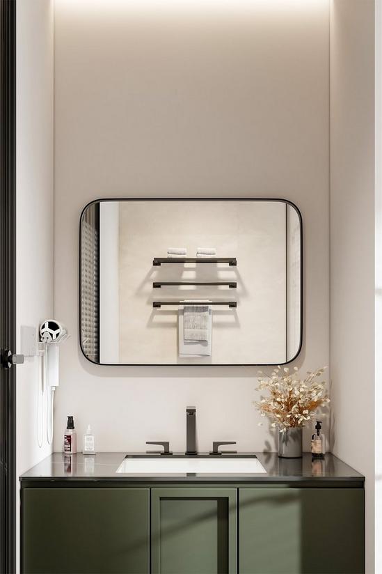 Living and Home 80*3.5*60cm Aluminum Frame Bathroom Vanity Wall Mirror with Rounded Corner 1