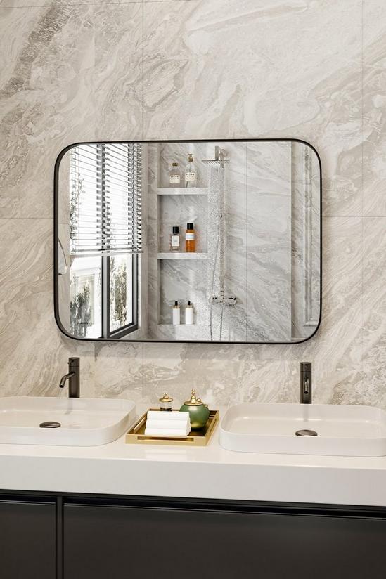 Living and Home 80*3.5*60cm Aluminum Frame Bathroom Vanity Wall Mirror with Rounded Corner 2