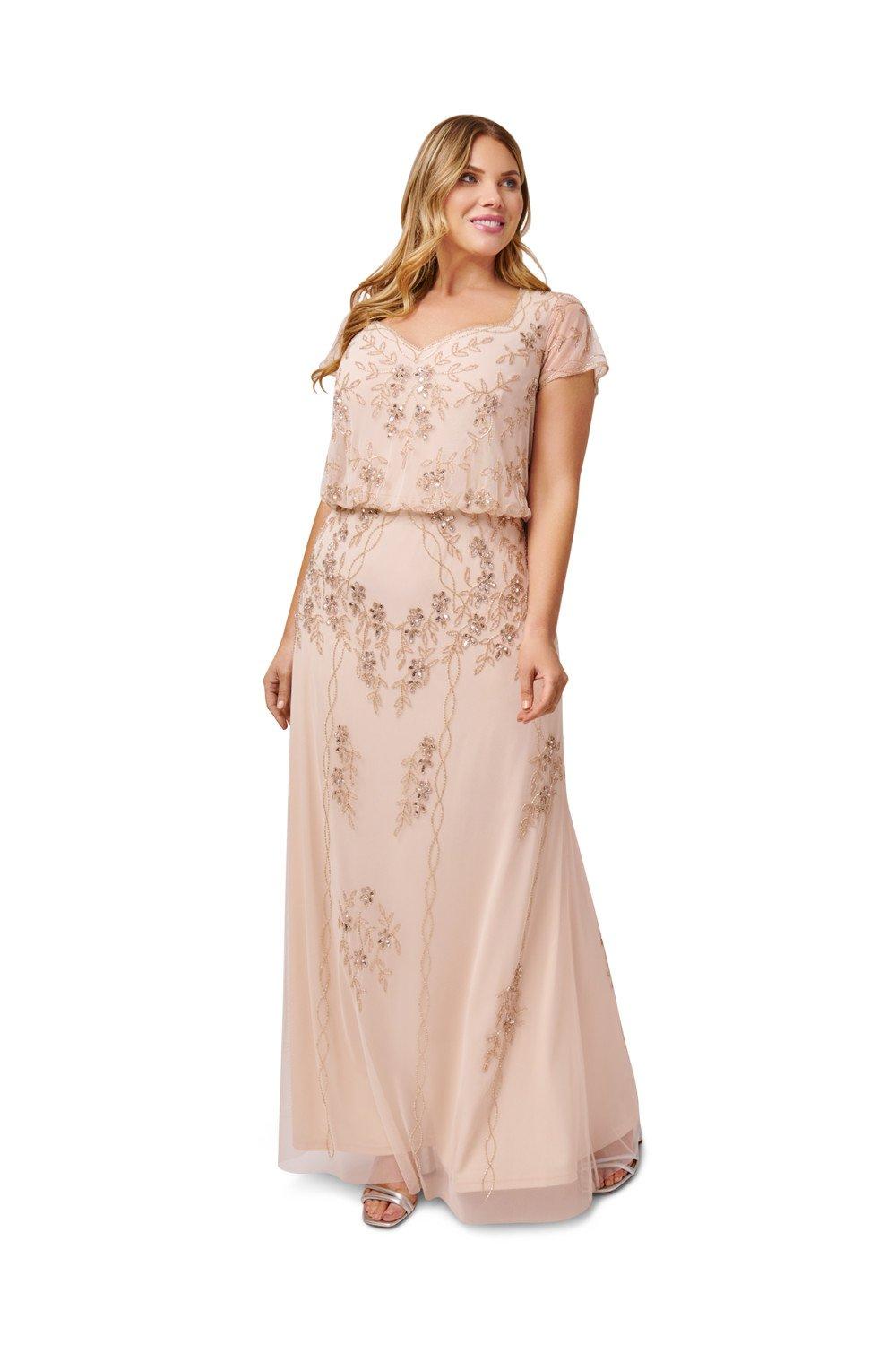 Dresses Plus Beaded Blouson Gown Adrianna Papell