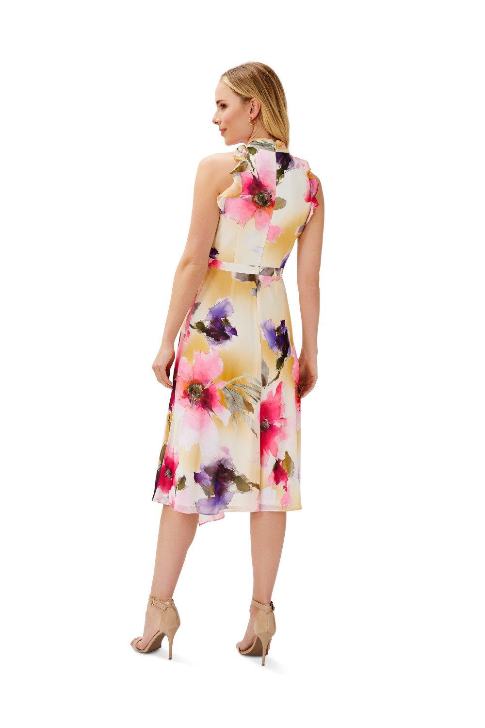 Dresses Printed Chiffon Halter Dress Adrianna Papell