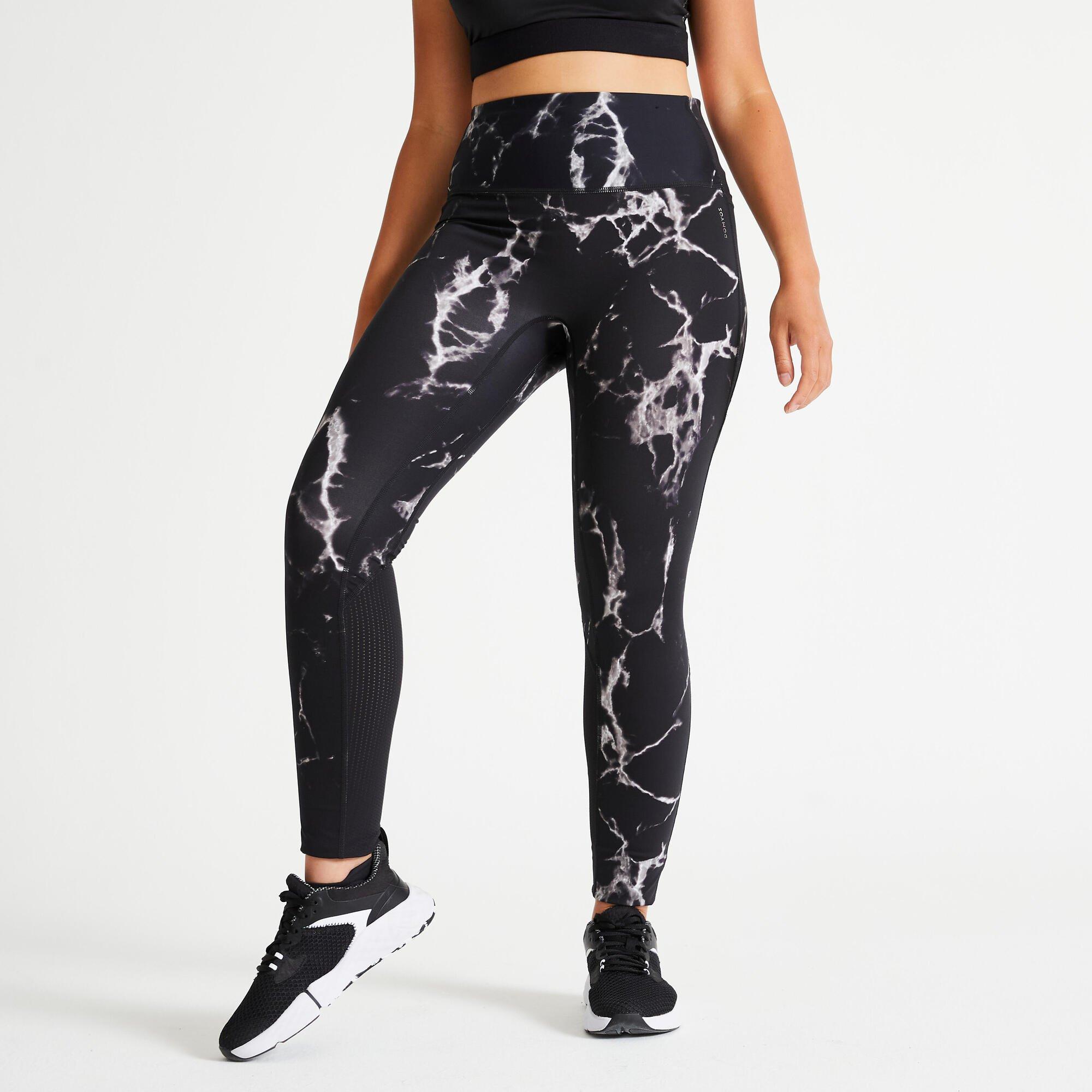 Buy Women Polyester Gym Leggings With Zip Pocket - Black/Pink Online |  Decathlon