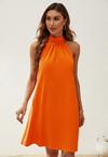FS Collection Halter Neck Tie Back Mini Dress In Orange thumbnail 2