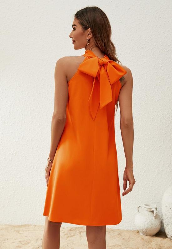 FS Collection Halter Neck Tie Back Mini Dress In Orange 5