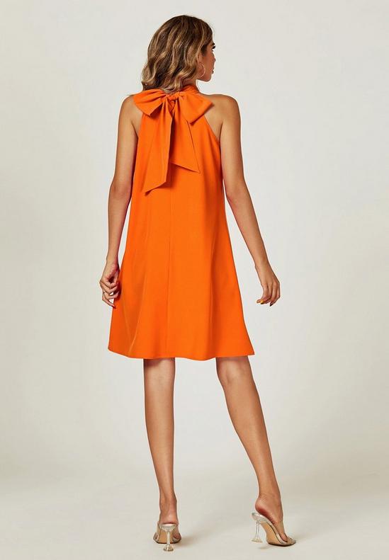 FS Collection Halter Neck Tie Back Mini Dress In Orange 6