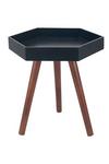 Ruma Matte Black Lipped Pine Wood Leg Hexagonal Side Table thumbnail 1