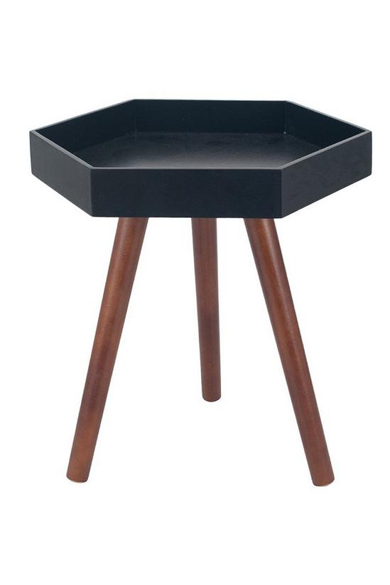 Ruma Matte Black Lipped Pine Wood Leg Hexagonal Side Table 1