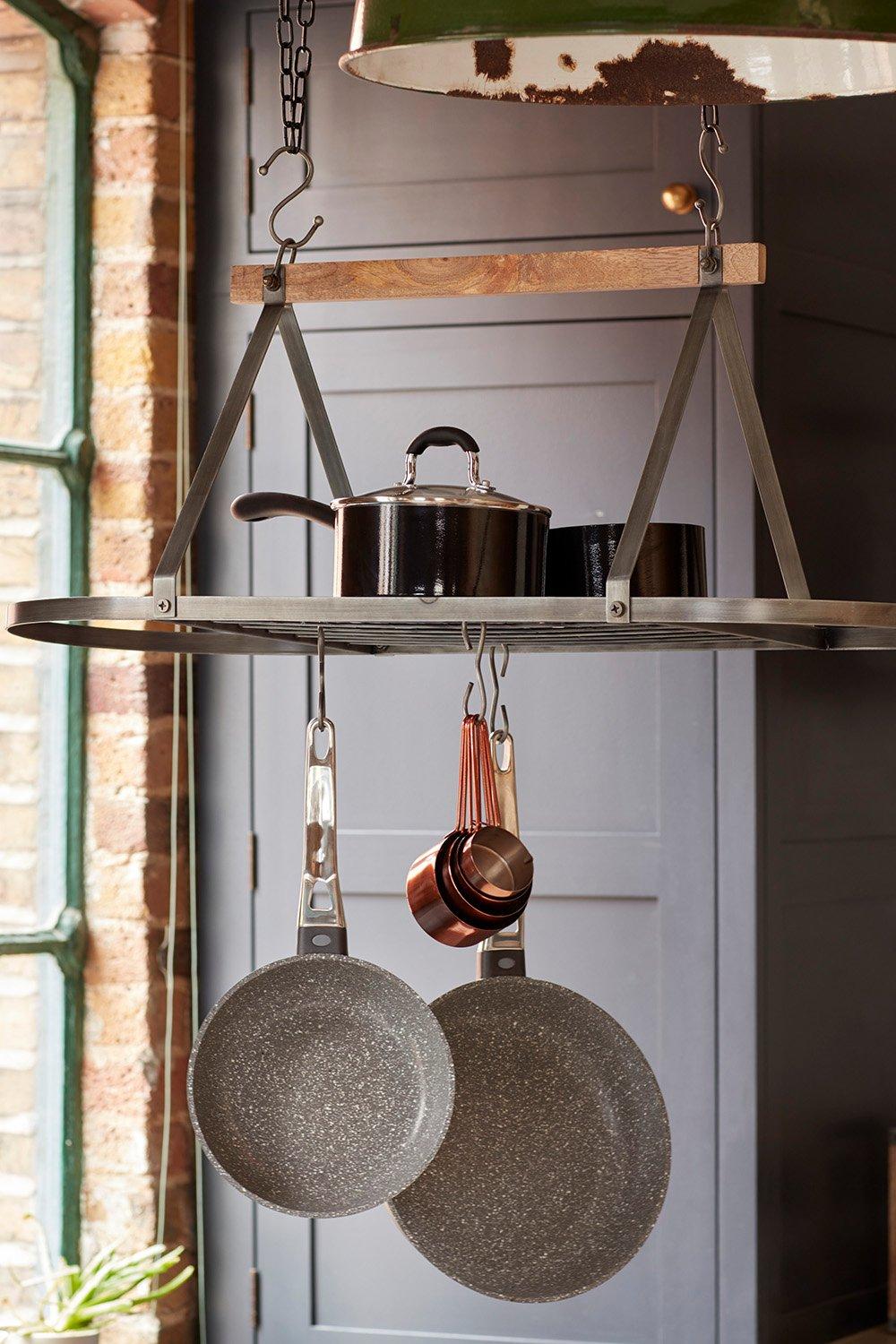 Kitchen Food Storage Vintage Style Ceiling Hanging Pot Pan Rack