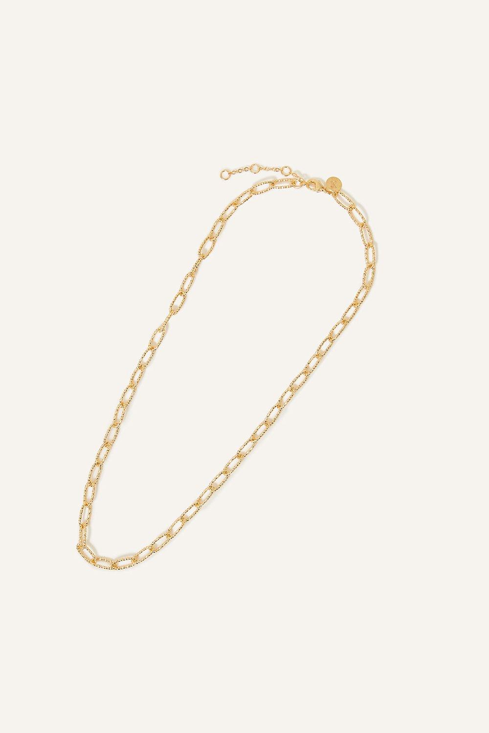 Jewellery 14ct Gold Plated Diamond Cut Stamp Chain Necklace