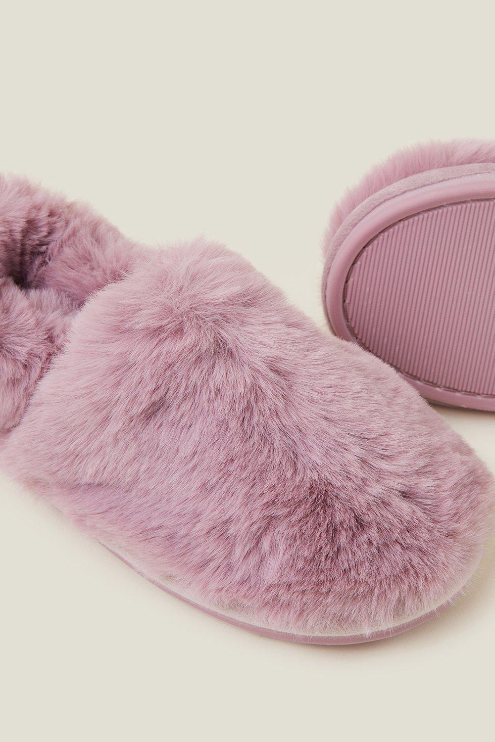 Womens fluffy slingback online slippers