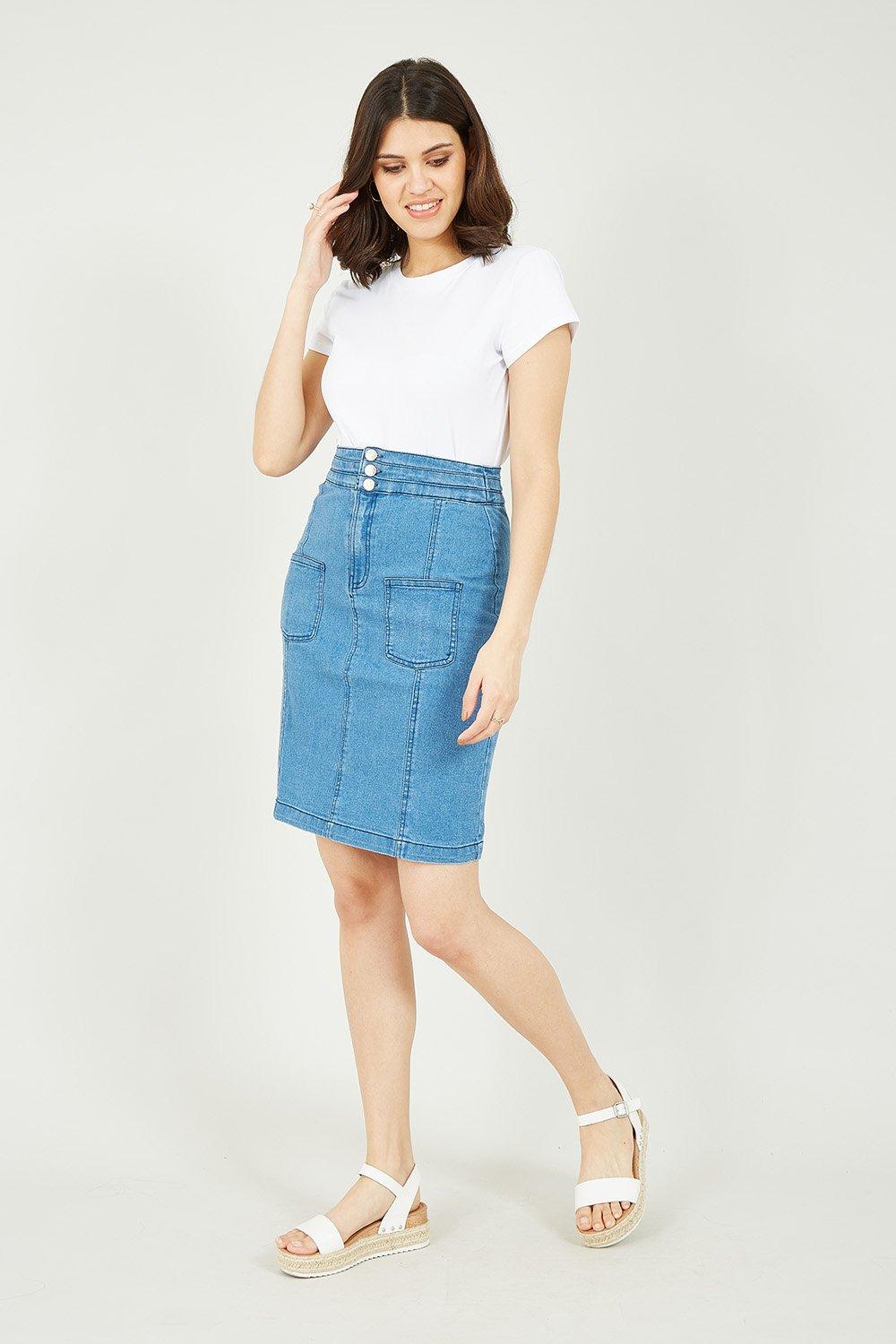 Denim pencil clearance skirt dorothy perkins