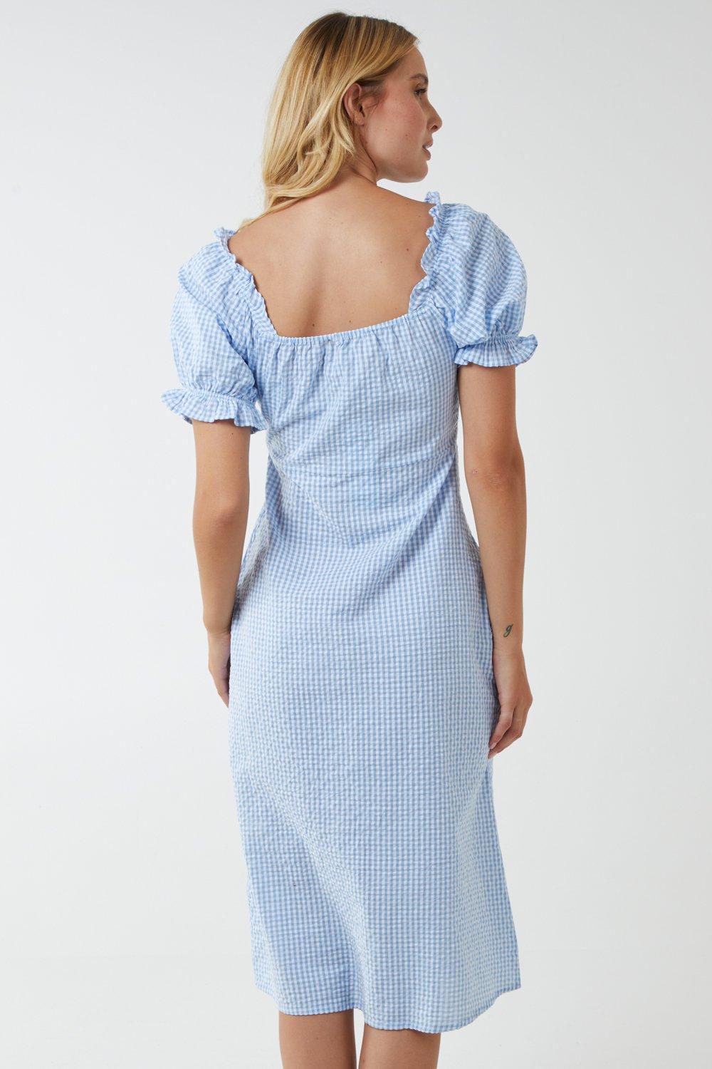 Dresses | Milkmaid Cut Out Midi Dress | Blue Vanilla