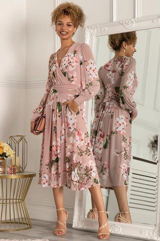 Satin Cami Midi Dress with Split Front - Dresses from Yumi UK