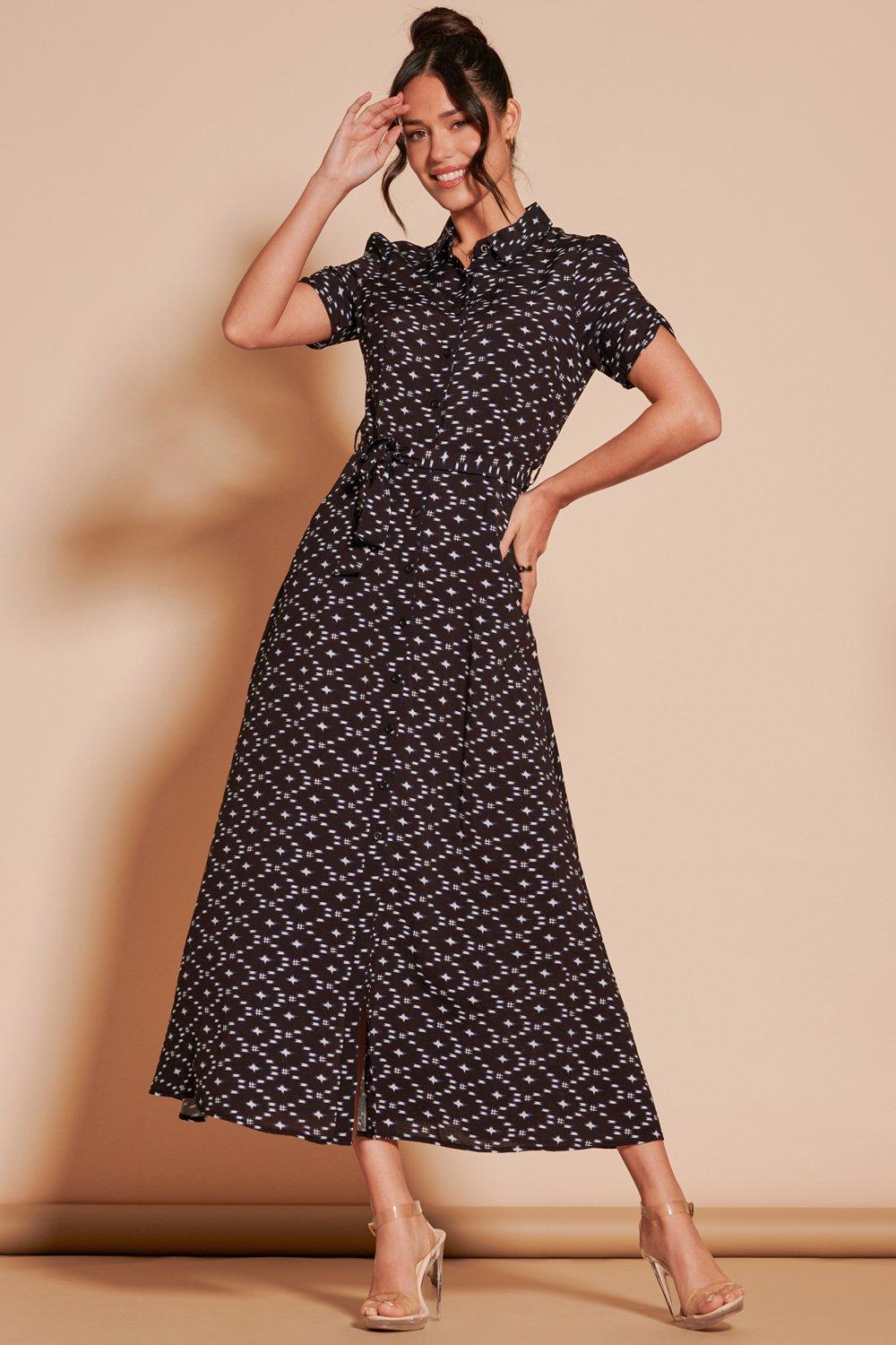 Dresses | Sadie Print Cotton Blend Shirt Maxi Dress | Jolie Moi