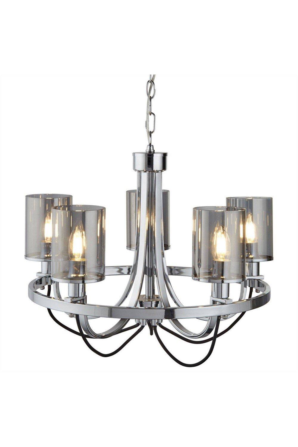 Lighting Catalina 5 Light Multi Arm Ceiling Pendant Chrome Smokey