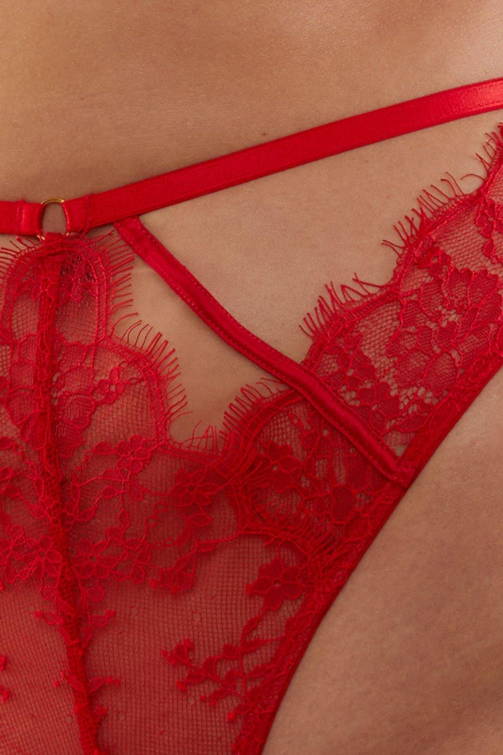 Natalia Red Eyelash Lace Plunge Bra – Playful Promises