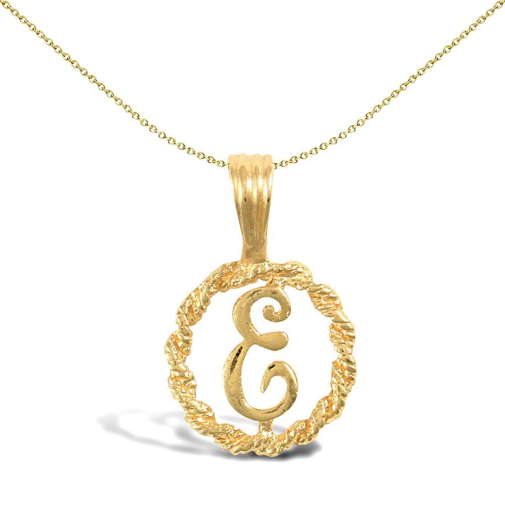 Jewellery | Solid 9ct Gold Rope Identity Initial Charm Pendant Letter E ...