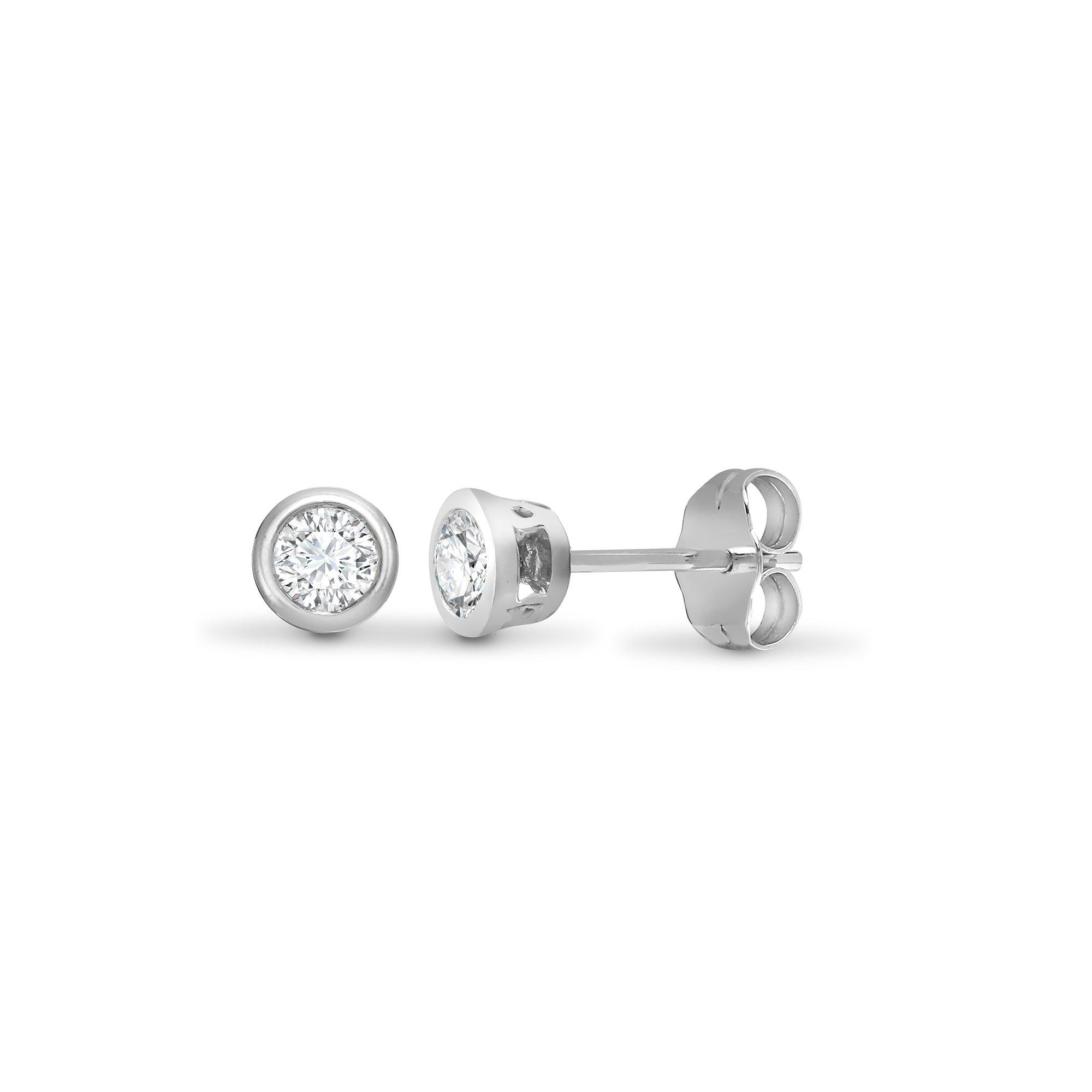 Jewellery | 18ct White Gold 0.1ct Diamond Solitaire Stud Earrings 