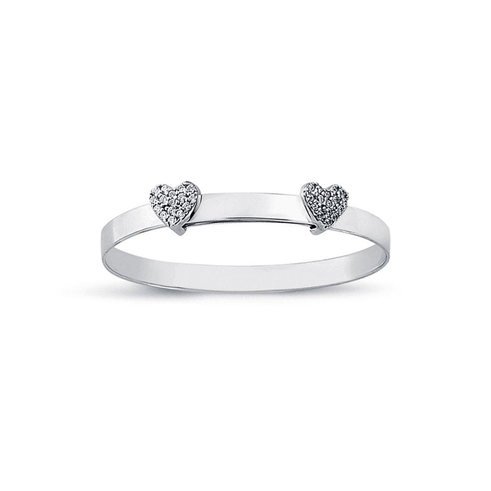 Jewellery | Sterling Silver Round CZ Expanding Baby Bangle Bracelet 4mm ...