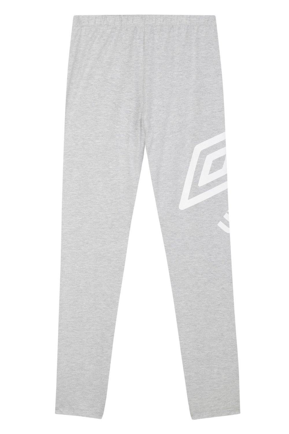 Umbro Womens Grey Marl / White - Adult Core Large Logo Leggings