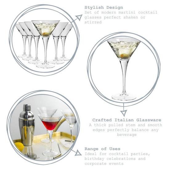 Glassware Ypsilon Martini Glass Cocktail Glasses Set 245ml Pack Of 4 Bormioli Rocco